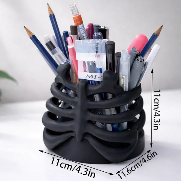 3D Printed Rib Pen Holder Skeleton Desktop Organizer Is Both A Practical And Sculpture. Pen Holders