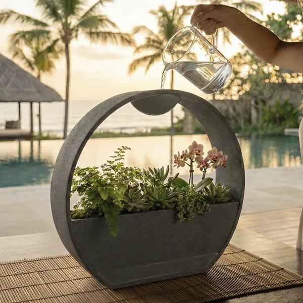 3D Printed Stone Effect Self Watering Planter 25Cm Tall Baskets Pots Window Boxes