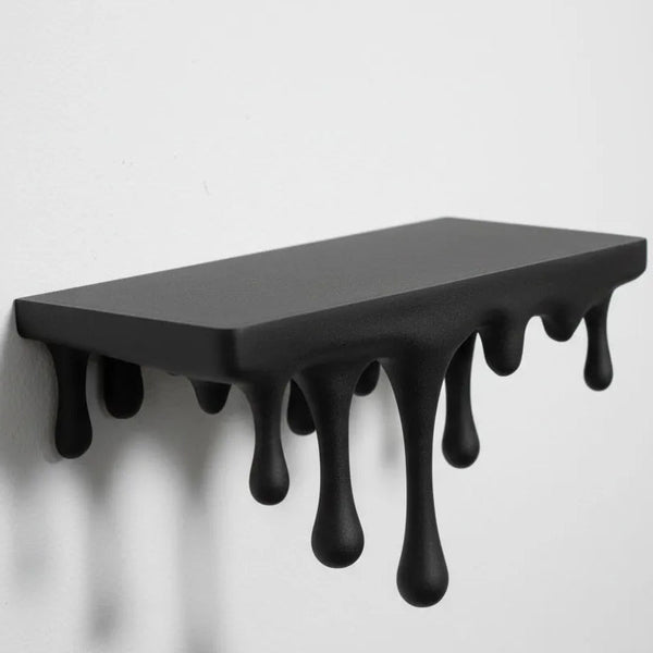 3D Printed Melting Wall Shelf A Drip Style Modern Storage Rack Black Wall Shelves