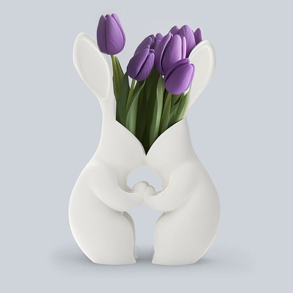 3D Printed Easter Bunny Vase Ceramic Look Plastic Vase. White. Vases