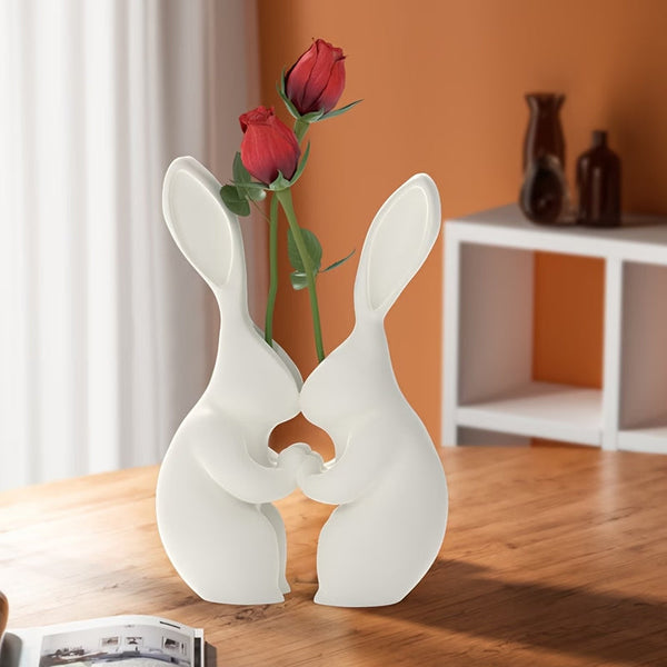 3D Printed Easter Bunny Vase Ceramic Look Plastic Vase. White. Vases