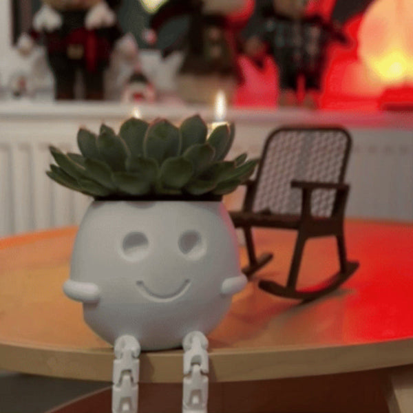 3D Printed Rocking Planter Perfect As Desktop Decoration Bookshelf Embellishment Or Gift. White. Other Home Décor