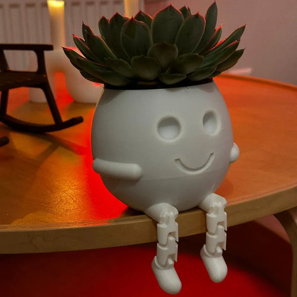 3D Printed Rocking Planter Perfect As Desktop Decoration Bookshelf Embellishment Or Gift. White. Other Home Décor