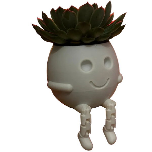 3D Printed Rocking Planter Perfect As Desktop Decoration Bookshelf Embellishment Or Gift. White. Other Home Décor