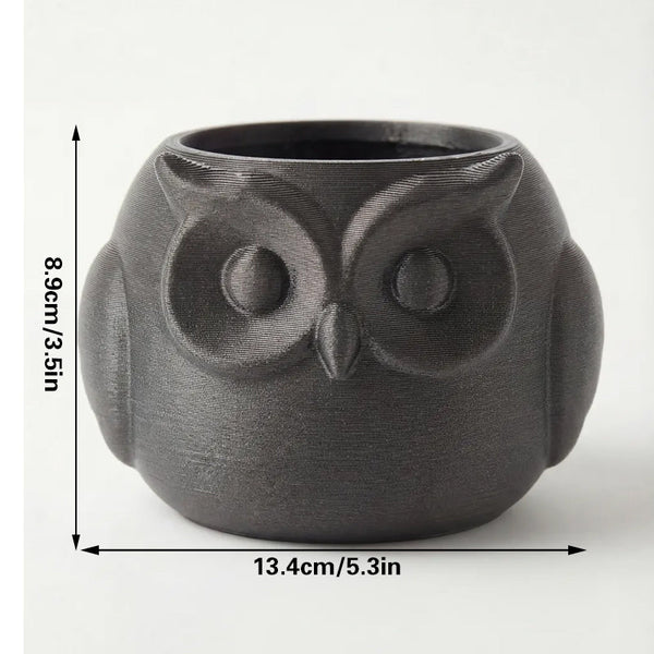 3D Printed Animal Flower Pots Suitable For Home And Garden. Gray Owl Single Piece. Baskets Pots Window Boxes