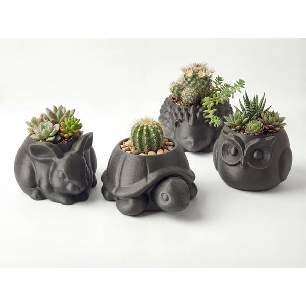 3D Printed Animal Flower Pots Suitable For Home And Garden. Gray Rabbit Single Piece. Baskets Pots Window Boxes