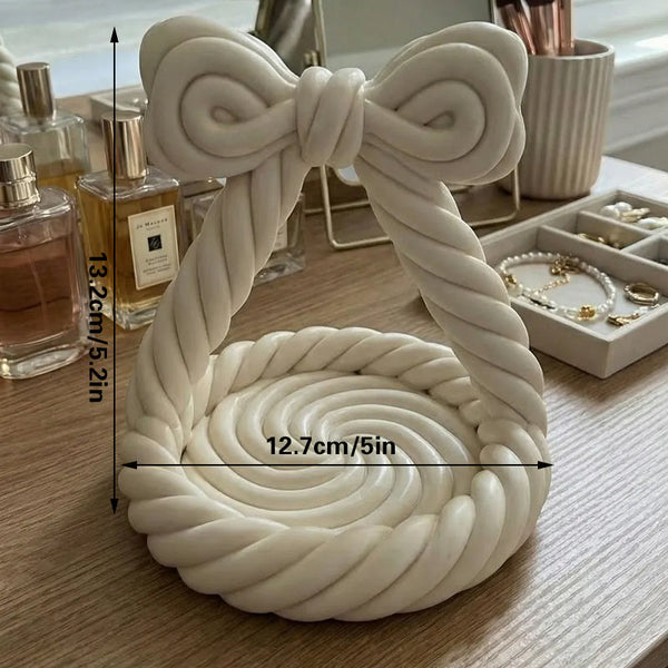 3D Printed Charming Bow Jewelry Tray Twisted Hemp Rope Storage White Jewellery Holders & Organisers