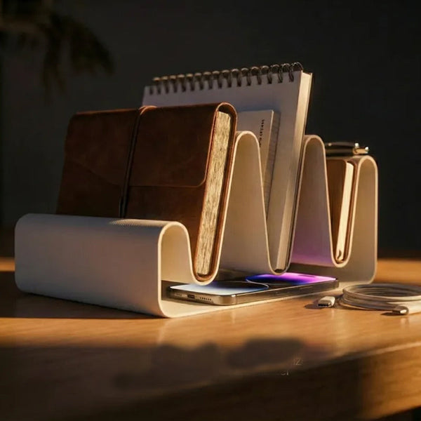 3D Printed Streamlined Desktop Organizer Minimalist Stand (White) Other Laptop & Desktop Accs