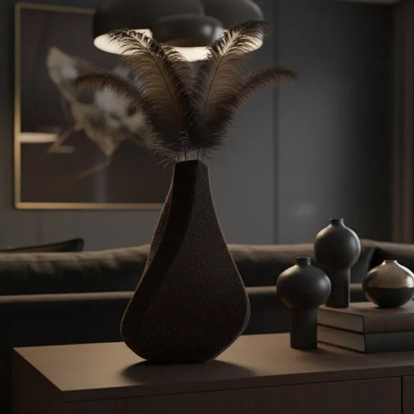 3D Printed Contemplative Decorative Vase Black Plastic Planters & Vases