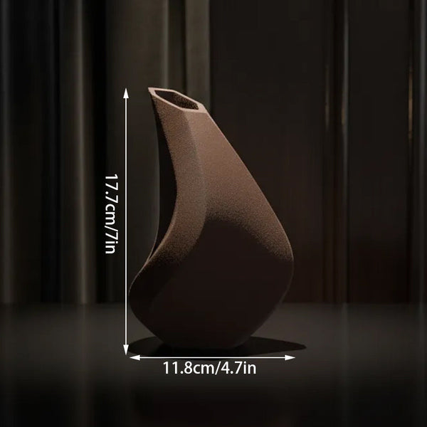 3D Printed Contemplative Decorative Vase Black Plastic Planters & Vases