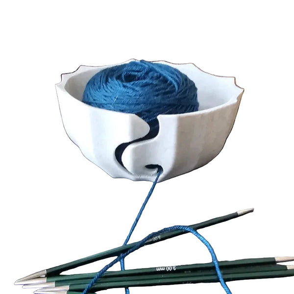 3D Printed White Plastic Yarn Bowl For Knitting And Crochet Other Crocheting And Knitting