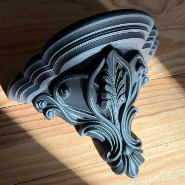 3D Printed Art Nouveau Corner Shelf Decorative Stand Black Display Stands