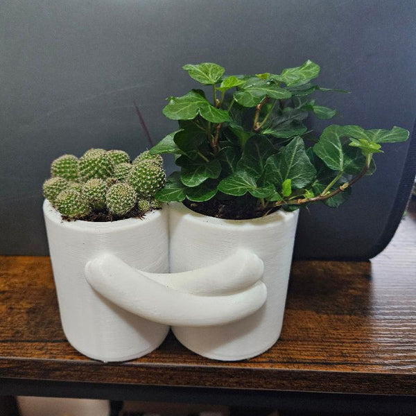 3D Printed Hug Flower Pot A Small Item Big Heart (White) Baskets Pots Window Boxes