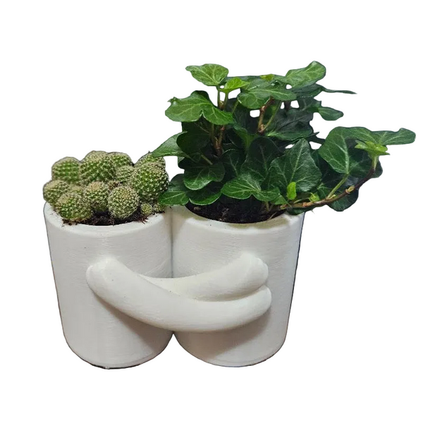 3D Printed Hug Flower Pot A Small Item Big Heart (White) Baskets Pots Window Boxes
