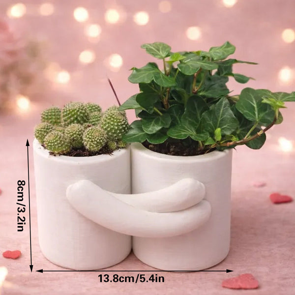 3D Printed Hug Flower Pot A Small Item Big Heart (White) Baskets Pots Window Boxes