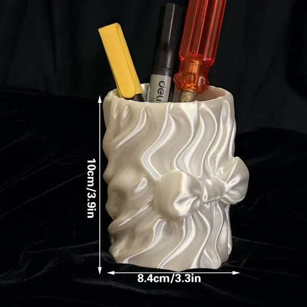 Sweet Bow Silk Pen Holder White Pen Holders