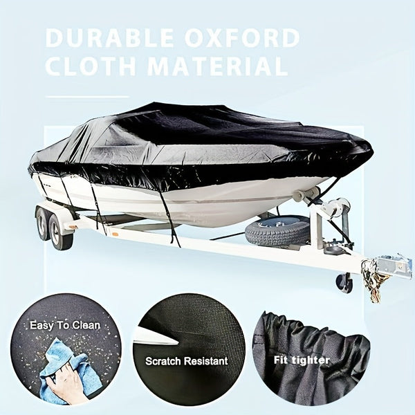 Trailerable Boat Cover Heavy Duty Waterproof Tarp With Storage Bag Designed For V Hull Fish And Ski Runabout Bass Fishing Boats 20 22Ft Black Boat Cov