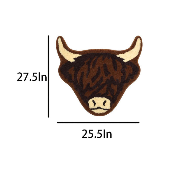 American Style Brown Bull Head Flocked Rug Bedroom Bedside Bathroom Doorway Absorbent Mat Non Slip Toilet Rugs