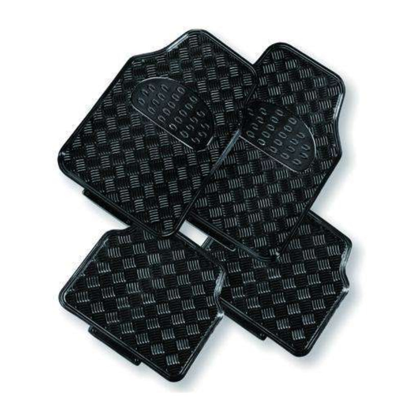 Venom 4 Piece Car Mat Black [Rubber/Aluminium Look] Floor Mats Carpets