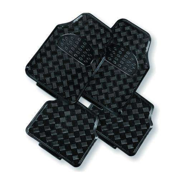Venom 4 Piece Car Mat Black [Rubber/Aluminium Look] Floor Mats Carpets