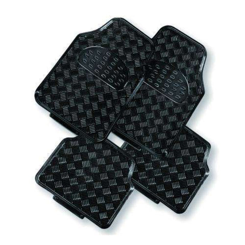 Venom 4 Piece Car Mat Black [Rubber/Aluminium Look] Floor Mats Carpets