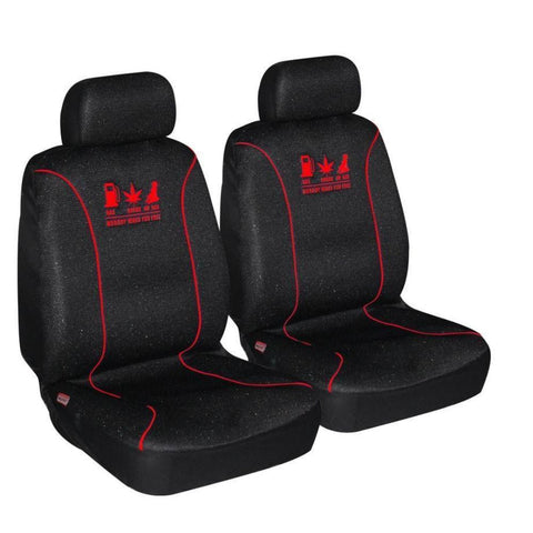 Universal 60/25 Airbag Front Seat Cover Nobody Rides For Free Red Seat Covers