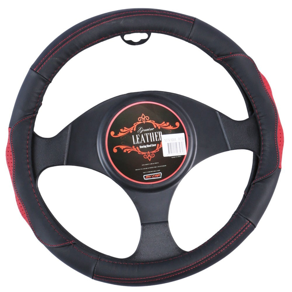Nevada Steering Wheel Cover Black/Red [Leather] Steering Wheel Covers