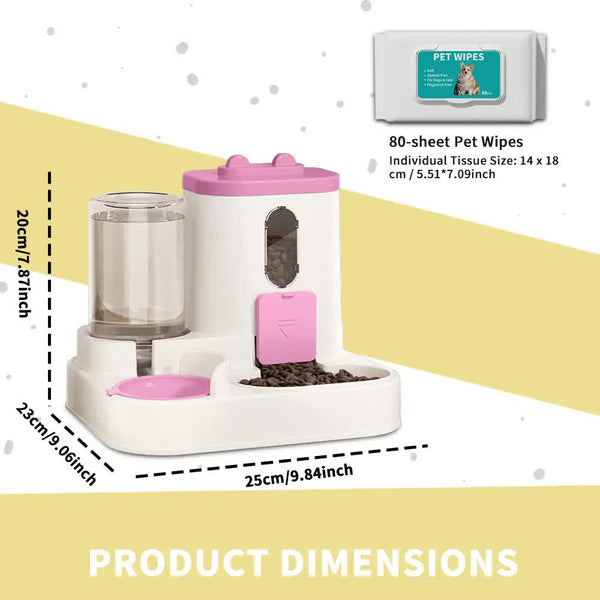 Pink Cat Food And Water Dispenser With Airtight Storage Dishes Feeders & Fountains