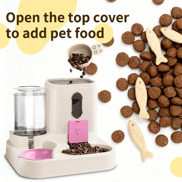 Pink Cat Food And Water Dispenser With Airtight Storage Dishes Feeders & Fountains