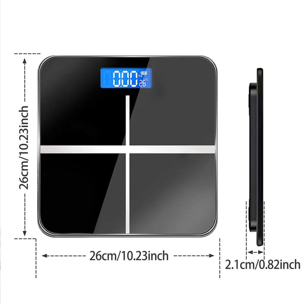 W Black Digital Bathroom Scale Tempered Glass Led Kg Lb Dual Unit Bathroom Scales