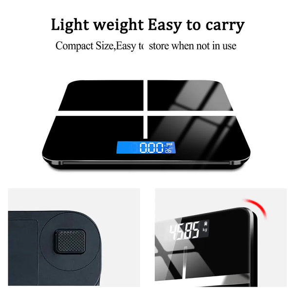 W Black Digital Bathroom Scale Tempered Glass Led Kg Lb Dual Unit Bathroom Scales