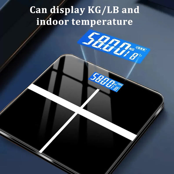 W Crossblack Digital Bathroom Scale Dual Unit Kg Lb Blue Led Tempered Glass 180Kg Auto On Off Temperature Display Bathroom Scales