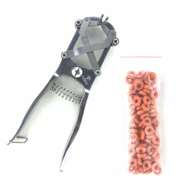 Cattle Lamb Sheep Stainless Steel Elastrator Castrating Plier With 100 Rubber Pliers