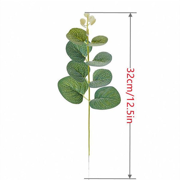 Artificial Eucalyptus Dollar Leaf Stem 33Cm Green Plastic And Iron Wire Artificial Plants