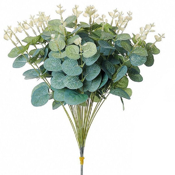 Artificial Eucalyptus Dollar Leaf Stem 33Cm Green Plastic And Iron Wire Artificial Plants