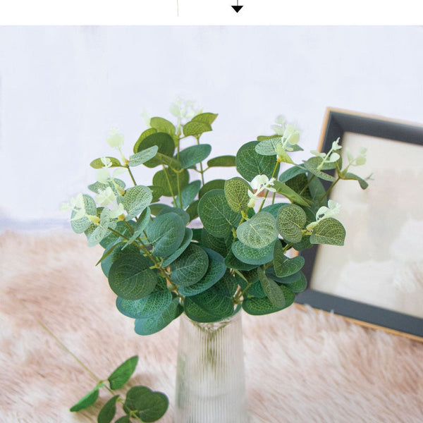 Artificial Eucalyptus Dollar Leaf Stem 33Cm Green Plastic And Iron Wire Artificial Plants