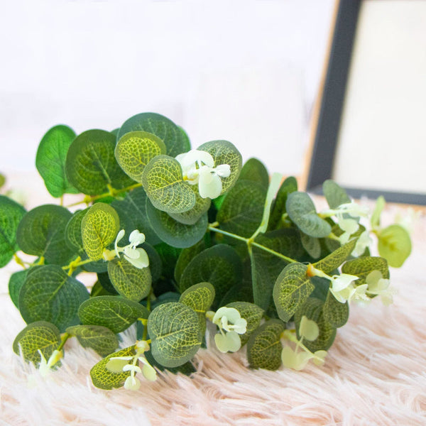 Artificial Eucalyptus Dollar Leaf Stem 33Cm Green Plastic And Iron Wire Artificial Plants