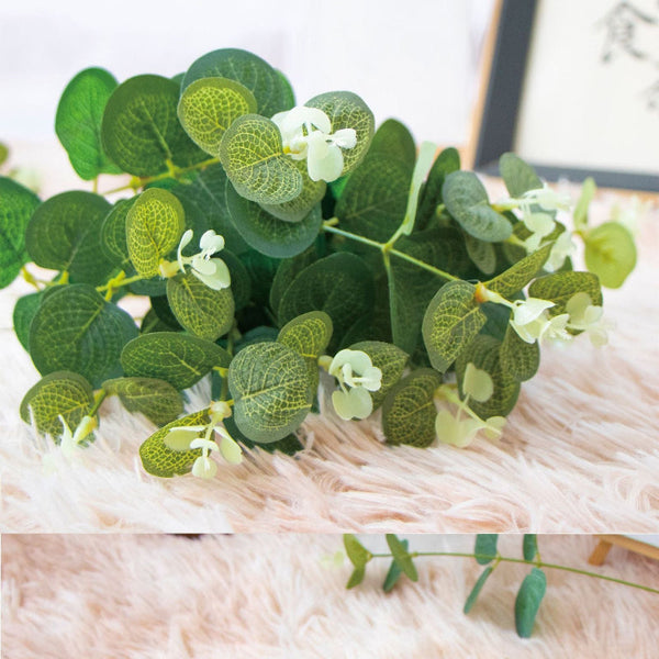 Artificial Eucalyptus Dollar Leaf Stem 33Cm Green Plastic And Iron Wire Artificial Plants