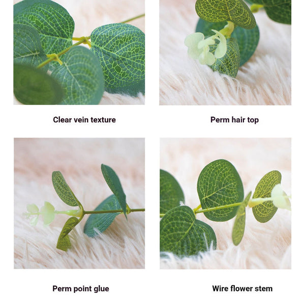 Artificial Eucalyptus Dollar Leaf Stem 33Cm Green Plastic And Iron Wire Artificial Plants
