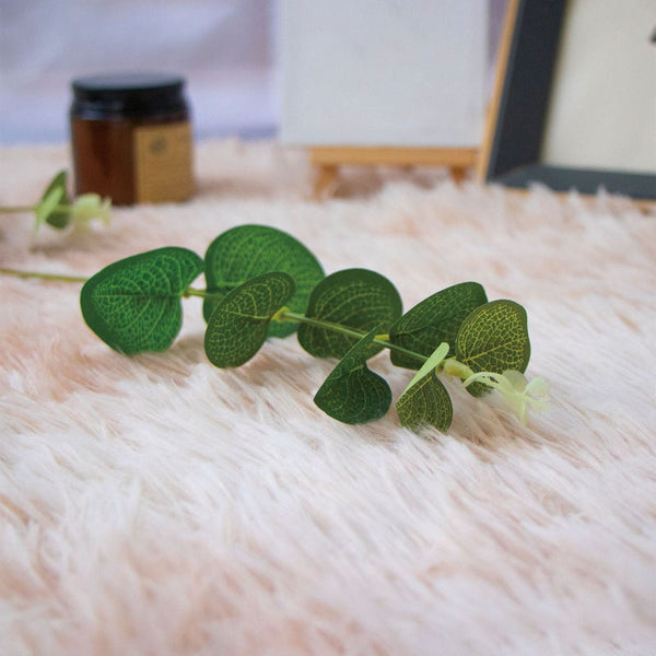 Artificial Eucalyptus Dollar Leaf Stem 33Cm Green Plastic And Iron Wire Artificial Plants