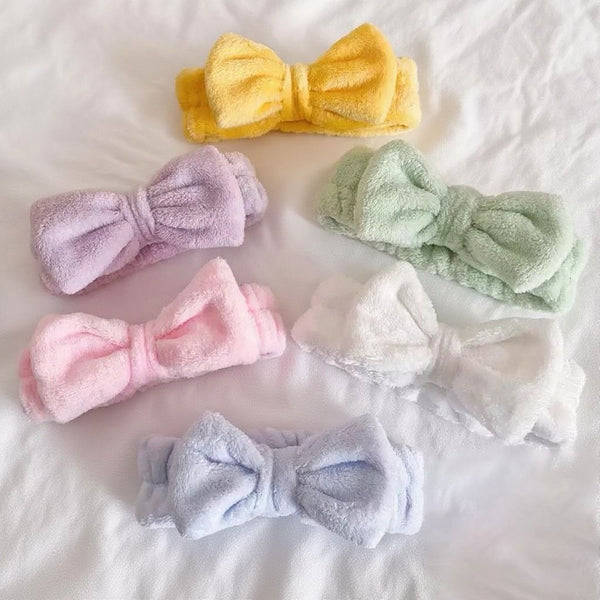 Plush Bow Headband Gray Headbands