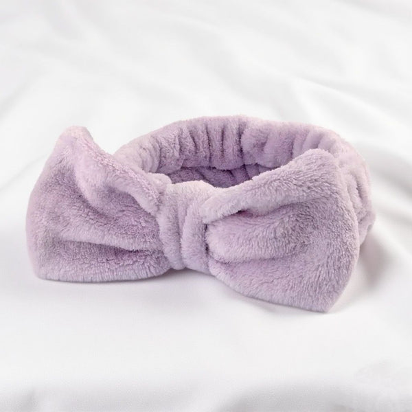 Plush Bow Headband Navy Blue Women's Soft Fabric Headbands