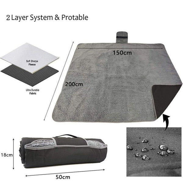 Outdoor Camping Blanket Black 150X200cm Water Resistant Polyester Blankets