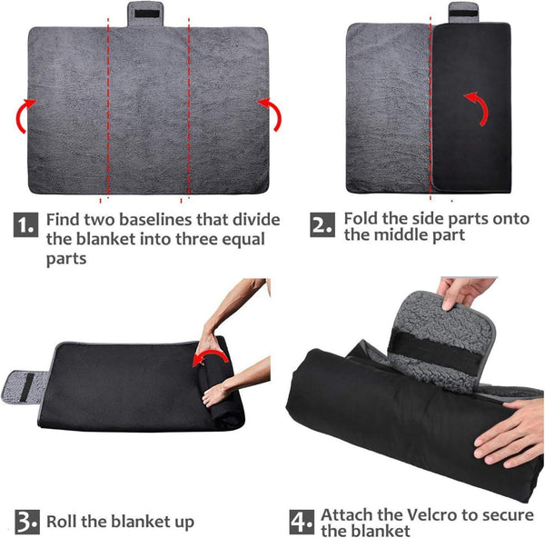 Outdoor Camping Blanket Black 150X200cm Water Resistant Polyester Blankets