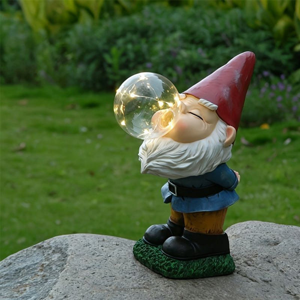 Solar Garden Light Elf Blowing Bubbles Statue 27Cm Resin Decorative Lighting