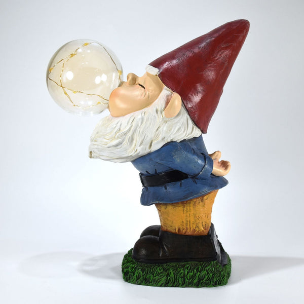Solar Garden Light Elf Blowing Bubbles Statue 27Cm Resin Decorative Lighting