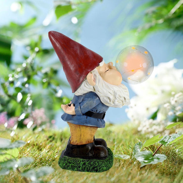 Solar Garden Light Elf Blowing Bubbles Statue 27Cm Resin Decorative Lighting