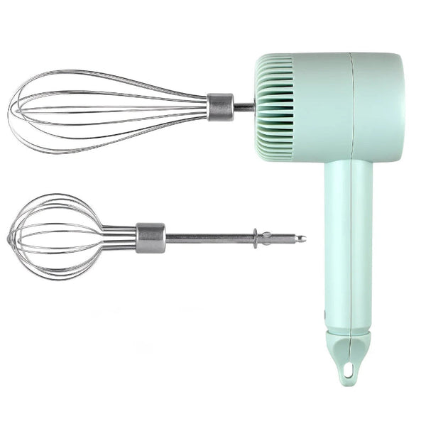 Green Wireless Charging Handheld Mixer 30W With Three Speed Settings. Dual Whisk Heads Designed For Whipping Eggs Cream And Batter. Suitable Both Kitc