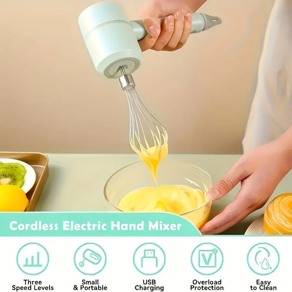 Wireless Charging Handheld Mixer 30W Speed Dual Whisk Heads White For Eggs Cream Batter Kitchen Outdoor Gift Handheld Mixers