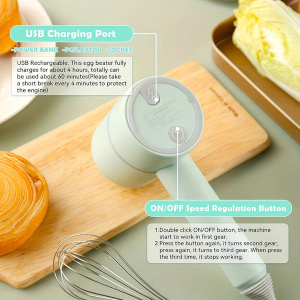 Wireless Charging Handheld Mixer 30W Speed Dual Whisk Heads White For Eggs Cream Batter Kitchen Outdoor Gift Handheld Mixers